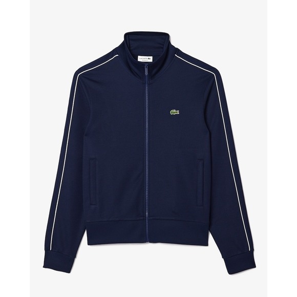 Lacoste Mens Full Zip Track Jacket Navy Blue White Trim Retro Sport XL - Picture 1 of 9